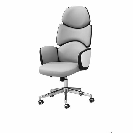 HOMEROOTS Leather Look High Back Executive Office Chair, Grey 376547